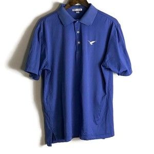 PETER MILLAR Mens Blue Polo Short Sleeve Shirt Size L Eagle Embroidered Logo
